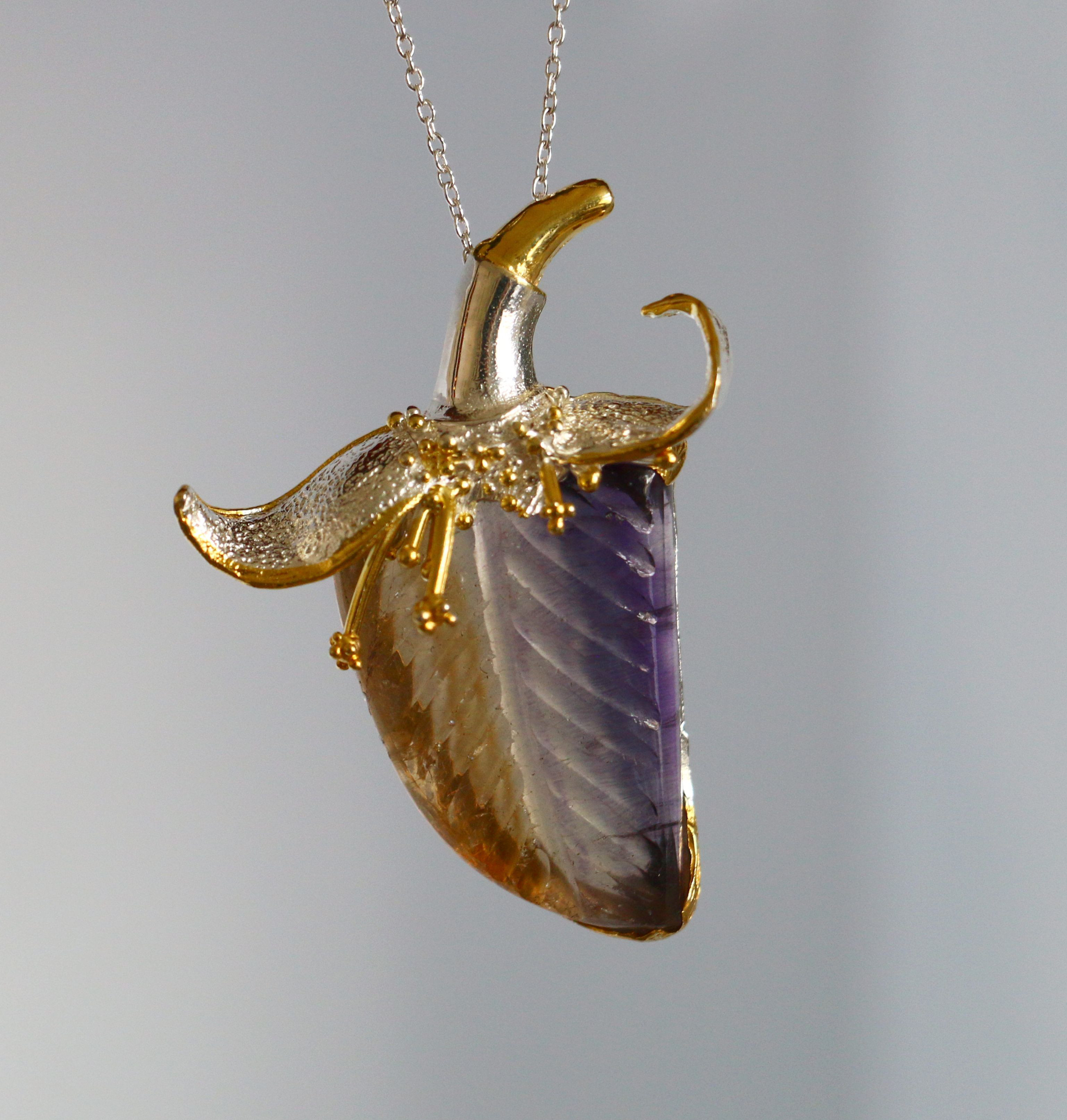 天然石　　バイカラーフローライト　ネックレス