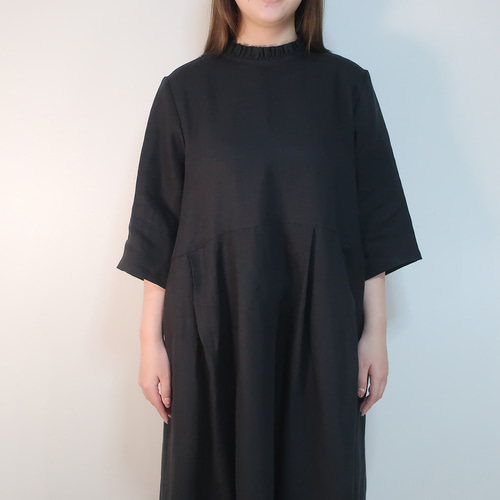 AD2016 archive 丸襟フリルオーバーワンピース ポリエステル 黒