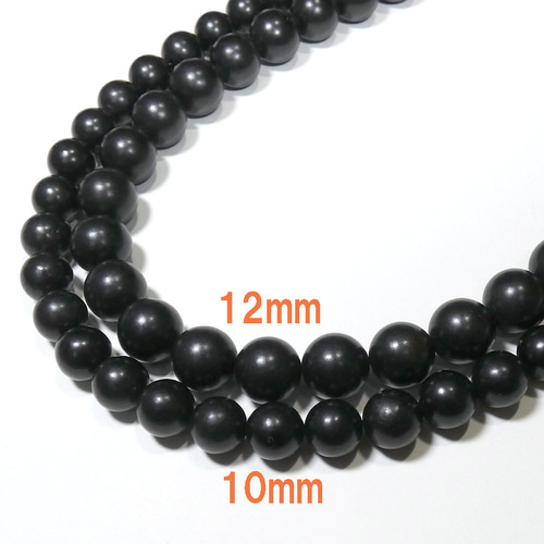 天然 ジェットネックレス・イヤリングorピアスセット12mm43cm 超大珠 