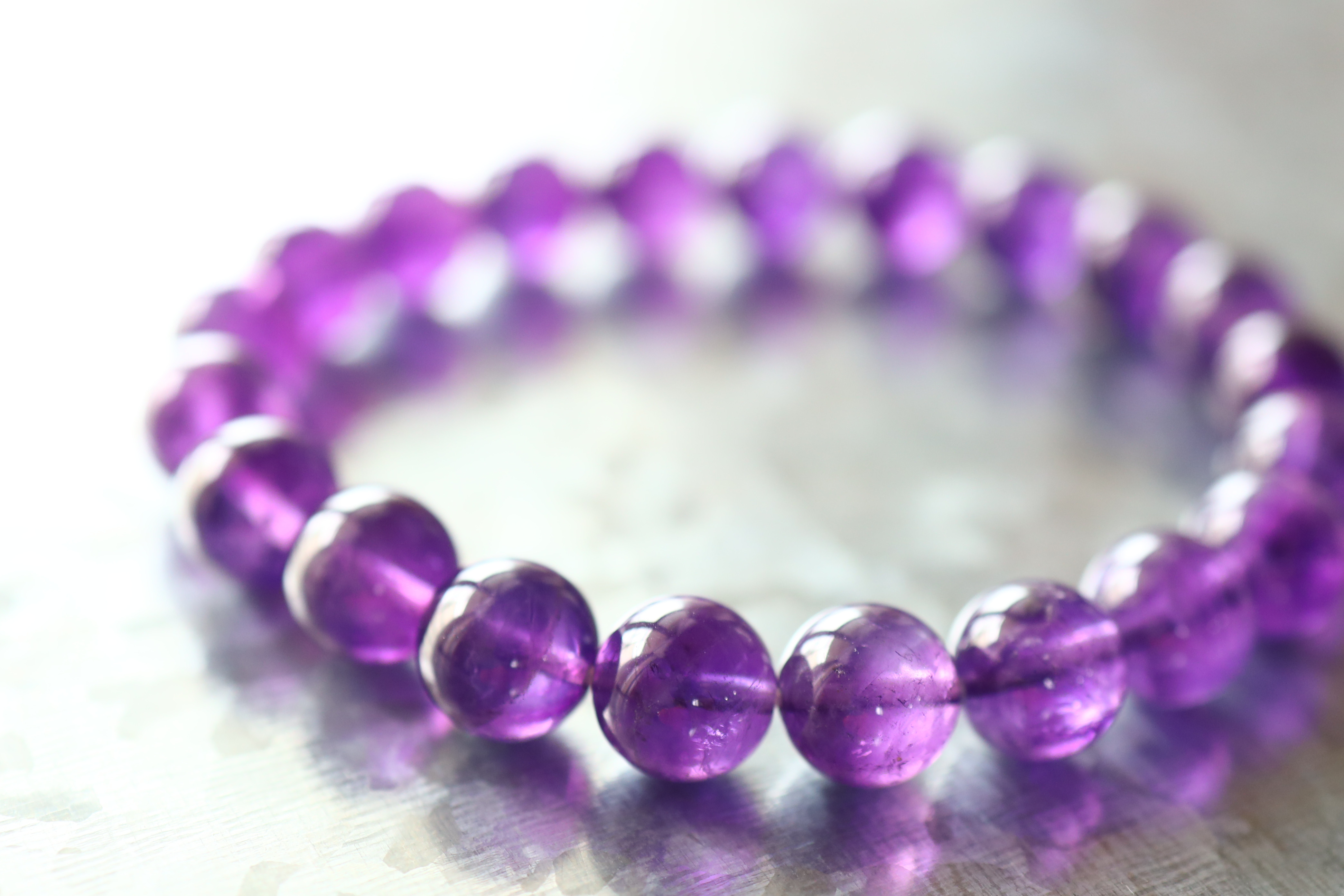 …☆プレミアムブレス☆…☆宝石質☆アメジスト：約9ミリ☆…☆天然石ブレスレット☆…ⅱ