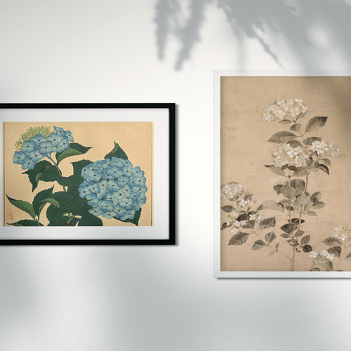 新作未発表のF１０号 紫陽花保田三友紀の水彩画、木製新品額縁付き大幅値下げ 紫陽花の日本画絵画アートポスター☆水色梅雨和室インテリア夏和