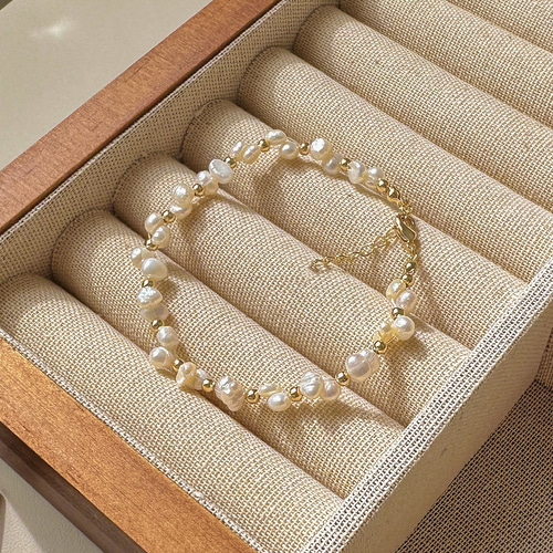 天然淡水真珠 バロック異形パールブレスレット 高級感あふれる TA-BR