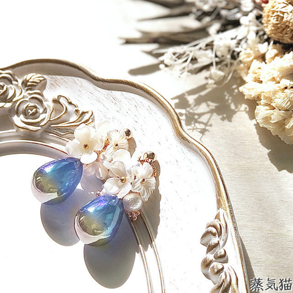 1071A 再販 パール シャワー タッセル ハンドメイド ピアス イヤリング