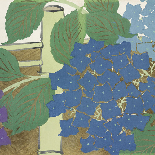 紫陽花の日本画絵画アートポスター☆水色梅雨和室インテリア和