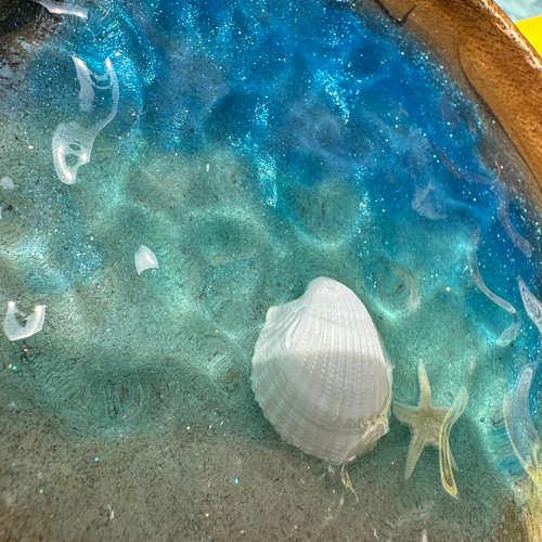 波紋プレート 穏やかな コンパクト オーシャンレジンアート 本物の砂を