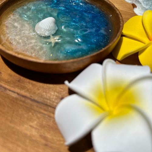 波紋プレート 穏やかな コンパクト オーシャンレジンアート 本物の砂を