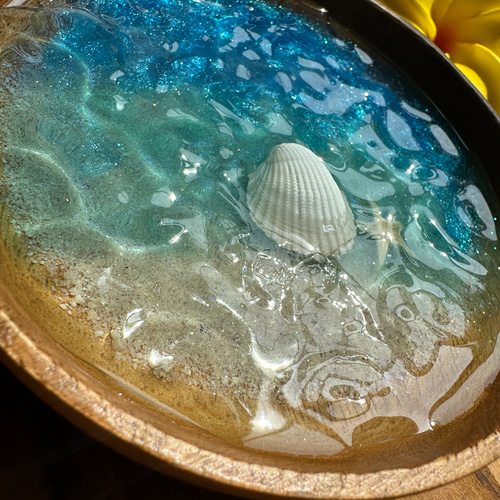 波紋プレート 穏やかな コンパクト オーシャンレジンアート 本物の砂を