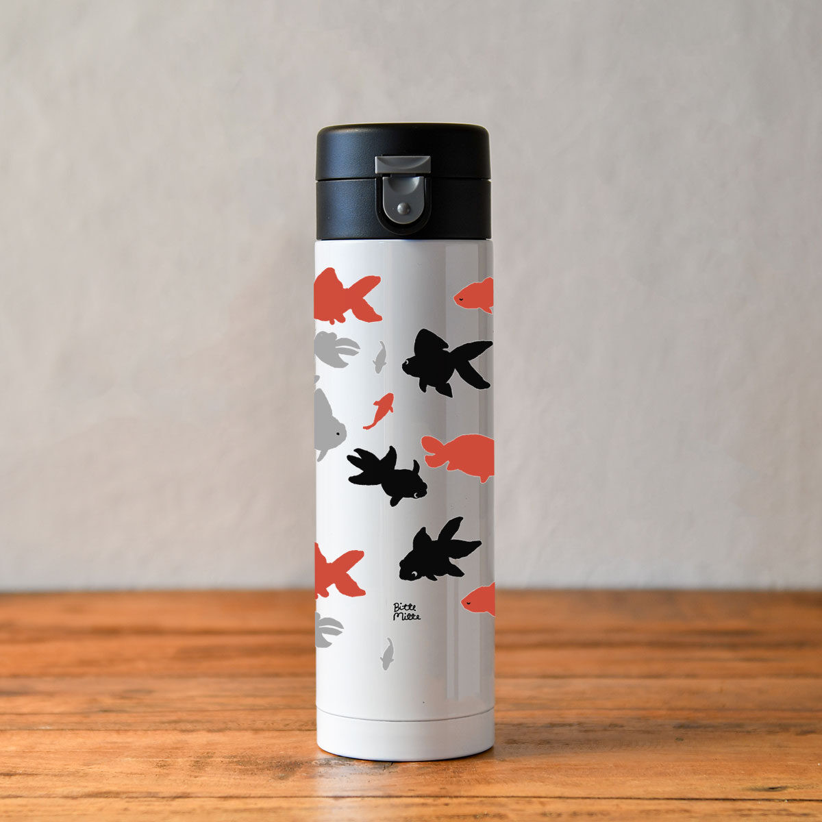 ワンプッシュ ステンレスボトル 金魚 かわいい 和柄