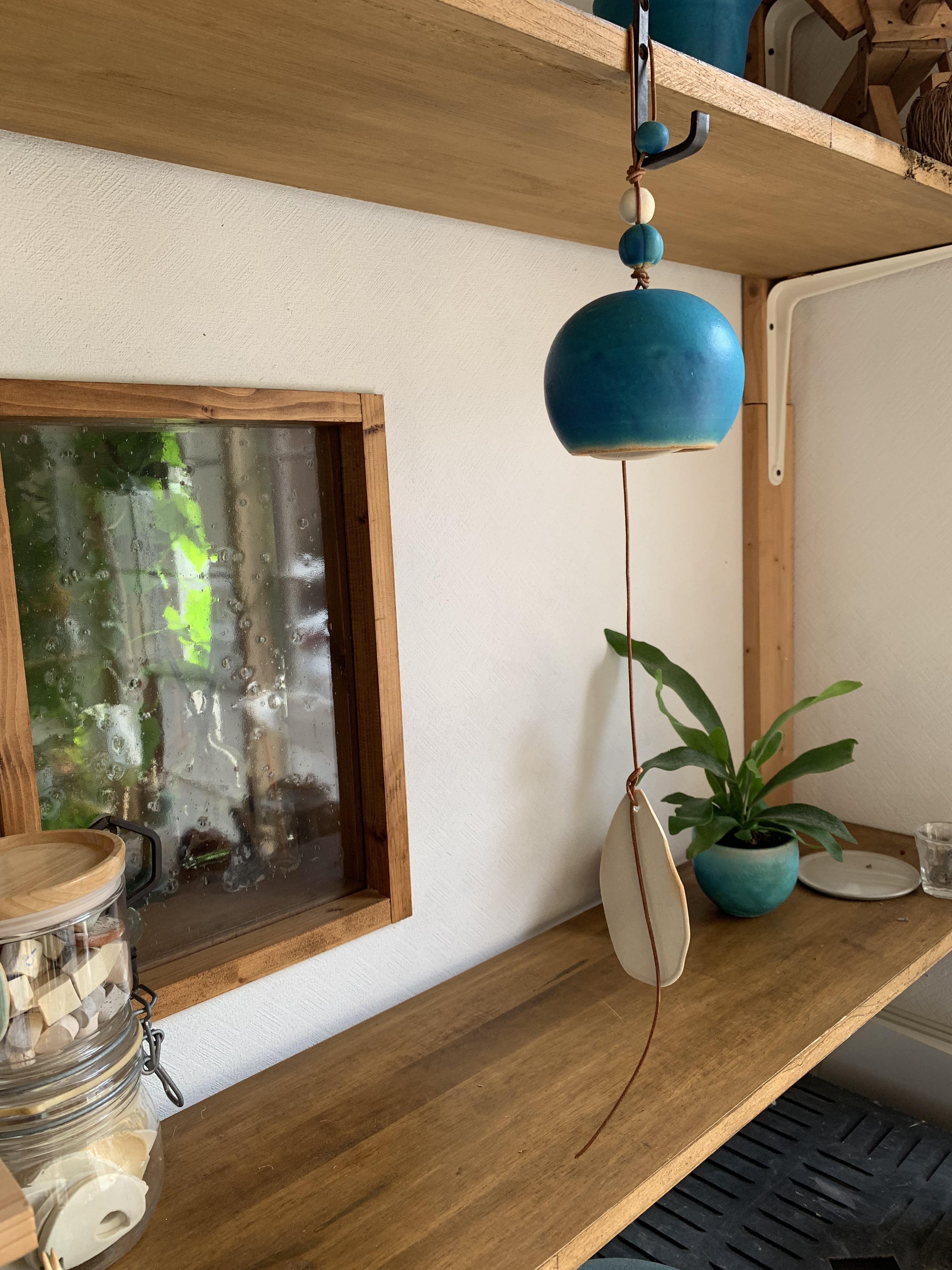 陶鈴（陶器の風鈴　ターコイズブルーd