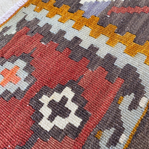 オールドキリム トルコ 手織り ヴィンテージ ラグ 87x58cm カーペット