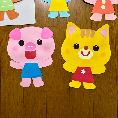 壁面飾り【動物5匹】定番 春夏秋冬 保育教材 画用紙 その他素材 壁面