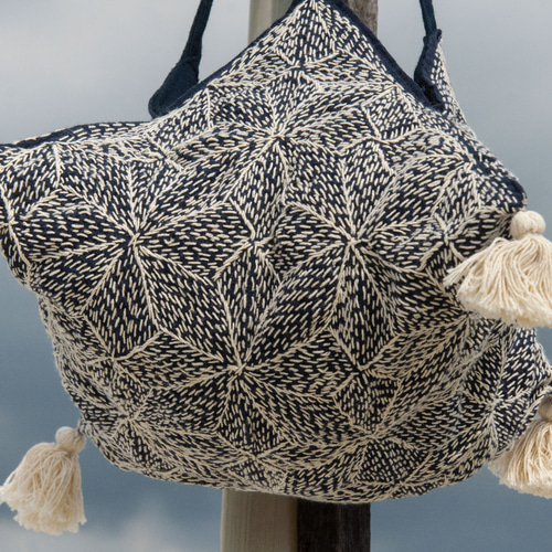 手縫い純綿サイドバックパック/刺繍クロスボディバッグ/刺繍