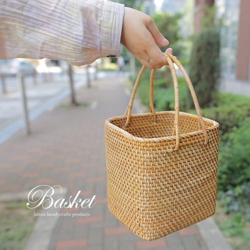 【上品】 籐編み ラタン ピクニック 大きいサイズ バスケット 巻き込ま 小物入れ