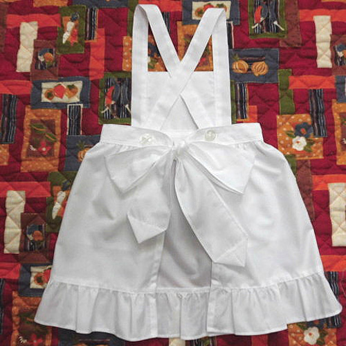 子供用裾フリルエプロン・2～3歳／オフ白・レース【e32173】 子供服