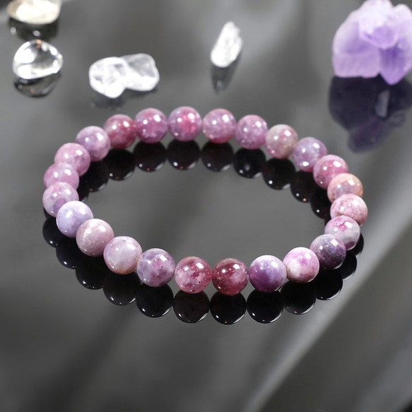 509 1枚の写真1点/7.5mm 梅の花トルマリン水晶ブレスレット