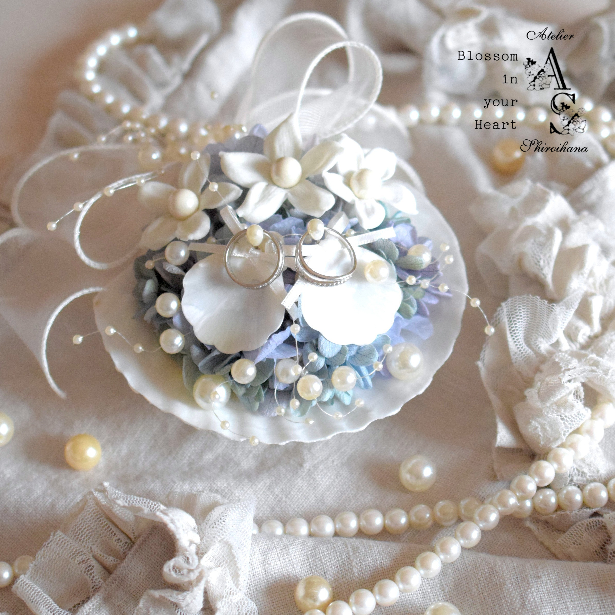 ⋆ジャスミン⋆ シェルマーメイド リングピロー ⋆ 二枚貝ver.