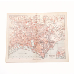 フランスアンティーク　MAP フランス マルセイユ アンティークマップ 古地図 ヴィンテージ