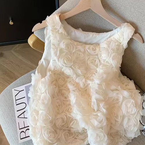 新色追加一目惚れ3Dフラワーフレア トップス レース ブラウス