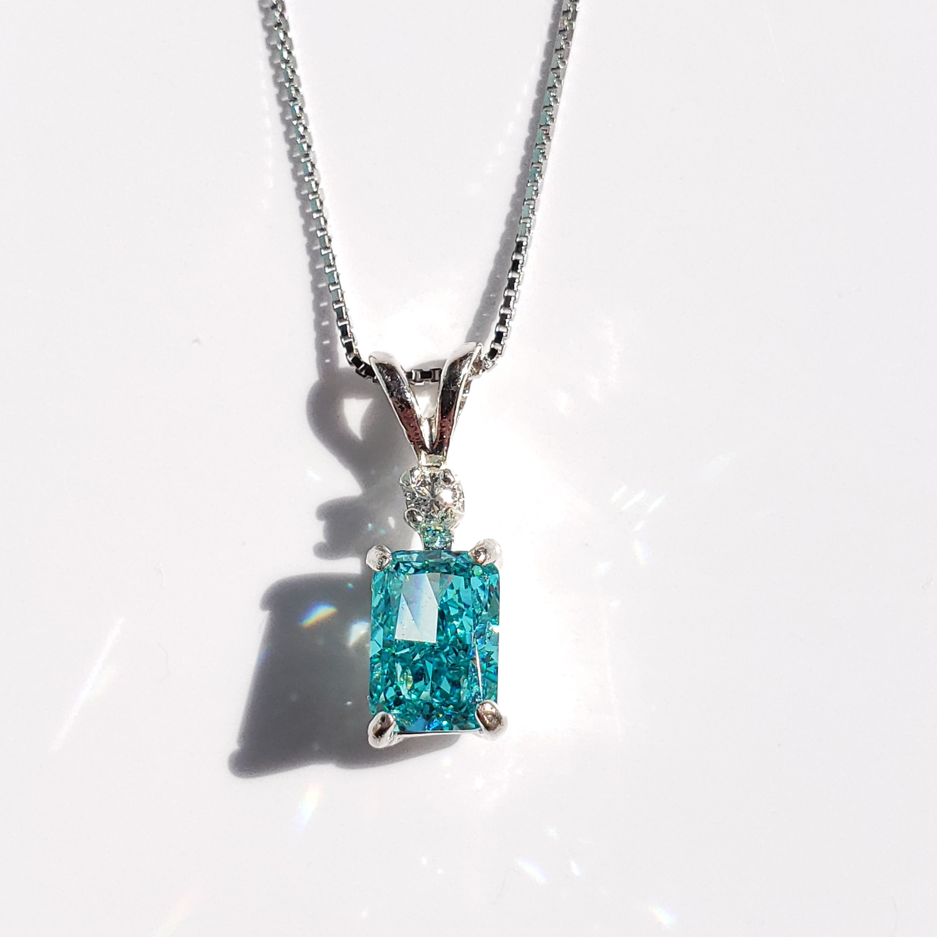 高炭素ダイヤモンド　レクタングル　パライバトルマリン  BG　モアサナイト S925 ◇Diamond beach