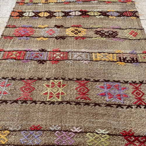 オールドキリム トルコ 手織り ヴィンテージ ラグ 96x63cm カーペット