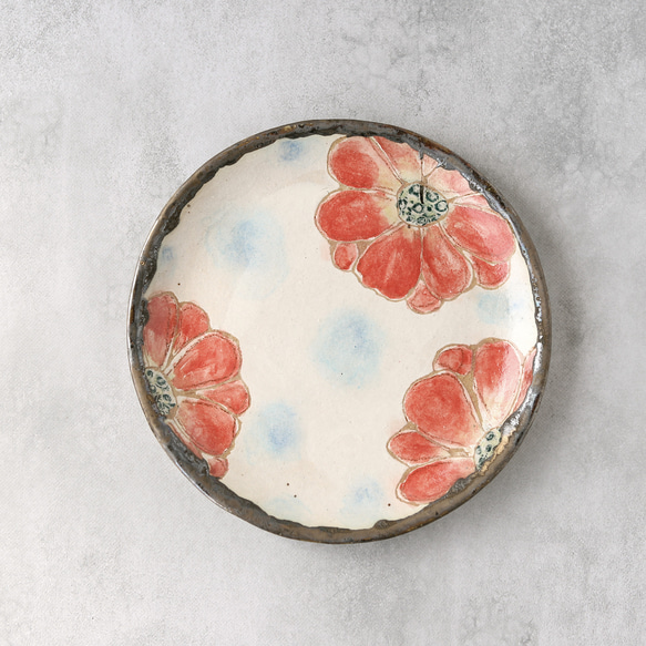 赤い花模様の皿 Royal Bavarian 花柄皿 赤 27cm