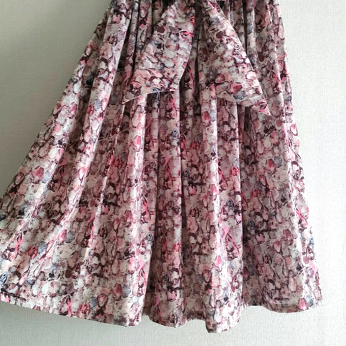 ウエストリボン付き】ギャザースカート/お好きなリバティプリントで