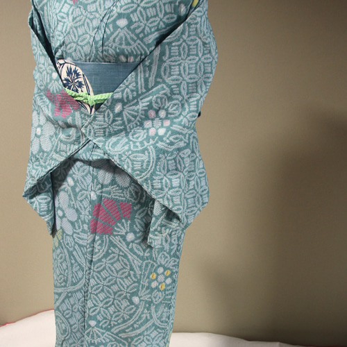 ◇現代 有松鳴海絞 浴衣◇【ミントグリーン 黄ベージュ他】細かい絞り