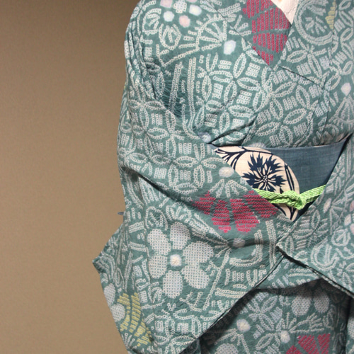 ◇現代 有松鳴海絞 浴衣◇【ミントグリーン 黄ベージュ他】細かい絞り