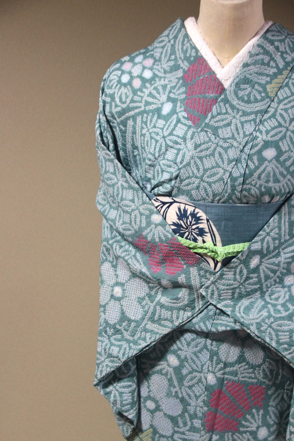 有松絞りゆかた単品浴衣ミントカラー