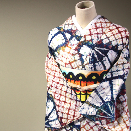 ◇現代 有松鳴海絞 浴衣◇個性的なシックな色使いがアーバン