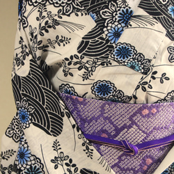 木綿浴衣　変わり織薄いアイボリー地　内側から滲む版画のような草花模様が大人の色香　お袖長めトールサイズ　裄69ｃｍ　木綿 16枚目の画像