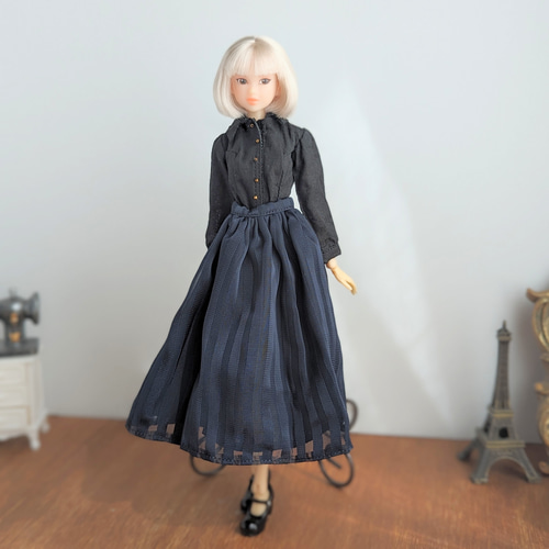 1125【momokoDOLLシャツ】黒のシャツ※1/6ドール服 その他人形 kinoko