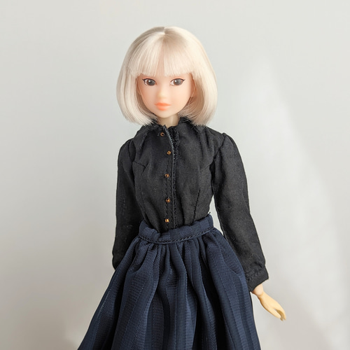 1125【momokoDOLLシャツ】黒のシャツ※1/6ドール服 その他人形 kinoko