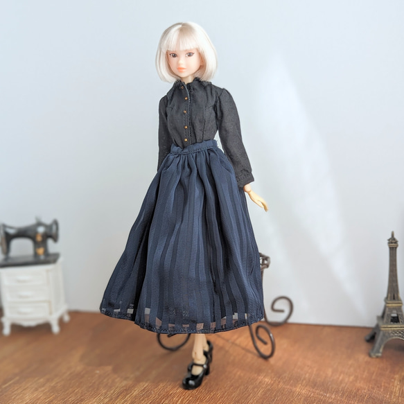 1125【momokoDOLLシャツ】黒のシャツ※1/6ドール服 その他人形 kinoko