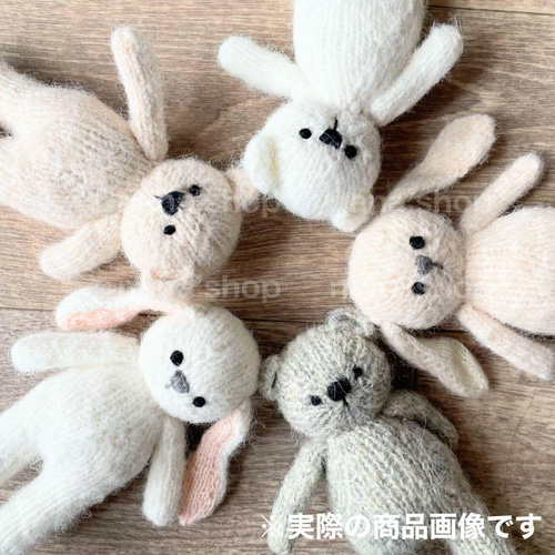 うさぎ耳帽子とあみぐるみセット ニューボーンフォト衣装