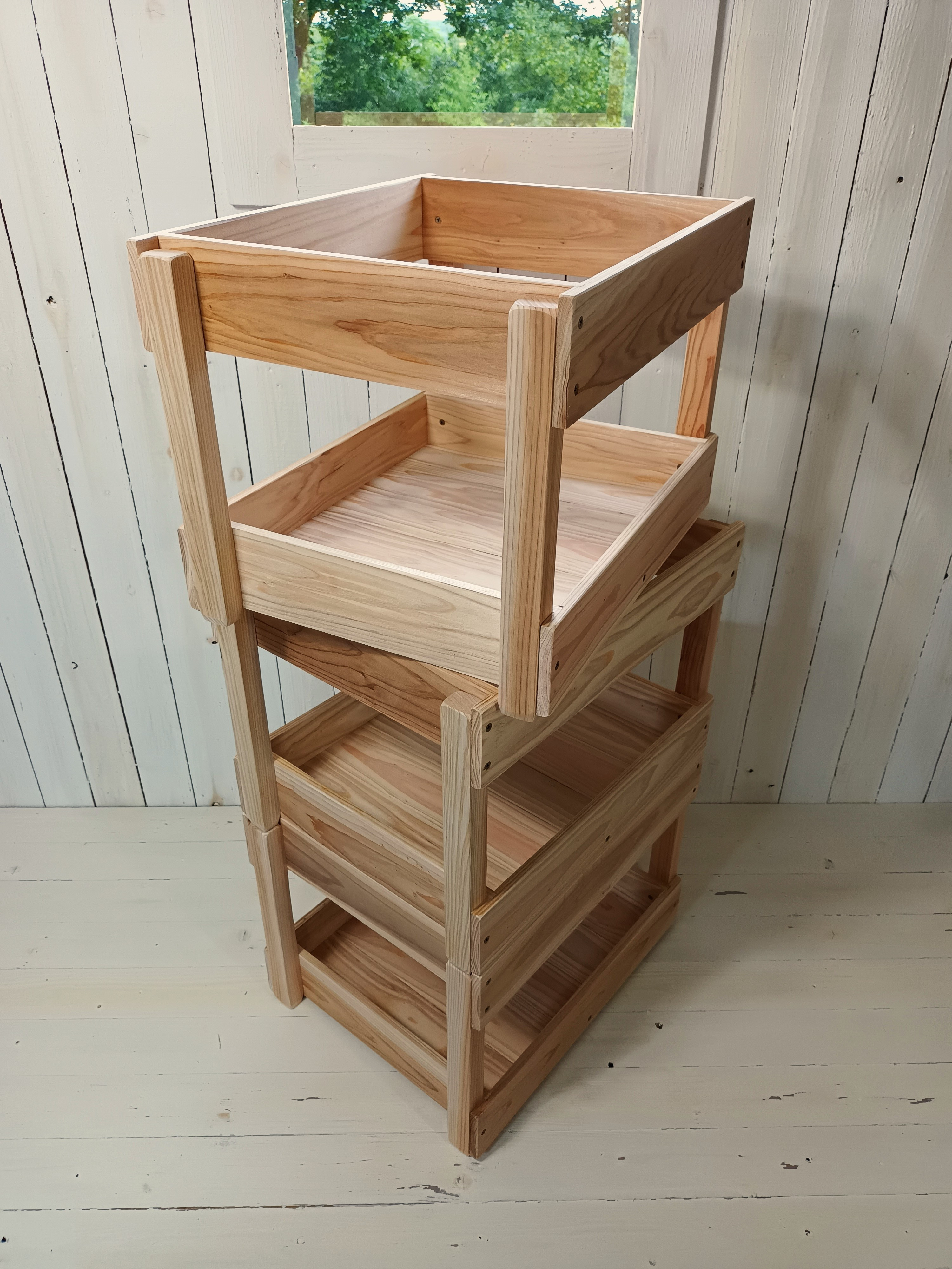 ウッドストッカー　Lサイズ　深め　木箱　コンテナ  3個   無垢木 無塗料 5,875円