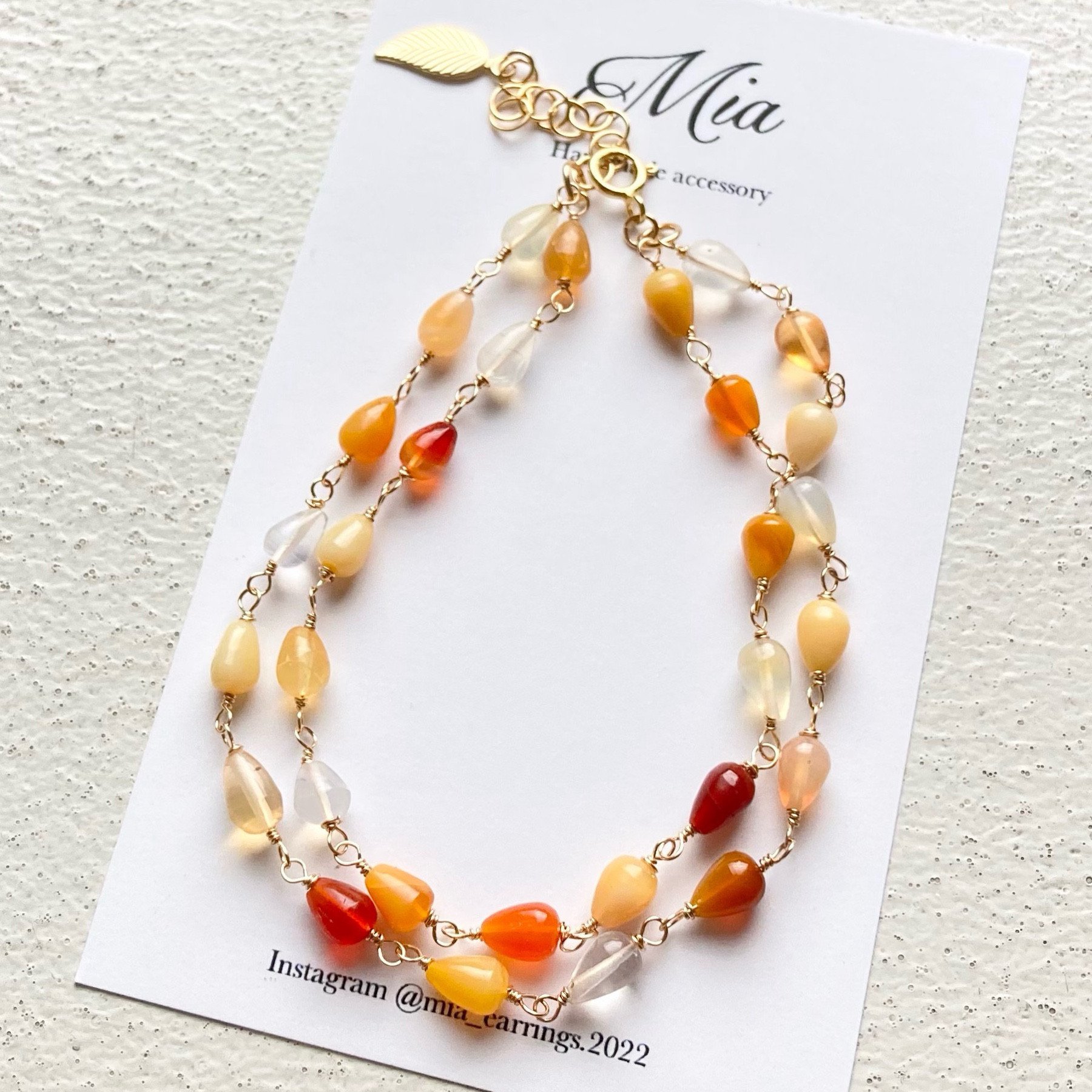 ファイアオパールの2連ブレスレット　14KGF