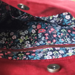 ［売約済］ひらひらショルダーバッグコーデュロイネイビー＆ボルドー 5枚目の画像