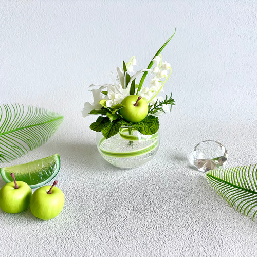 再販 人気 青りんご メモスタンド▫️フェイクグリーン・フェイク多肉植物 アレンジ 再販 人気 青りんご メモスタンド▫️フェイクグリーン・フェイク多肉