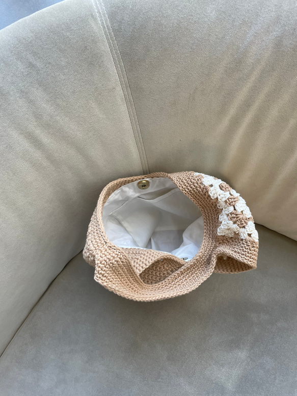 2025新作 コットンお花モチーフバッグ（内布付き） 3枚目の画像