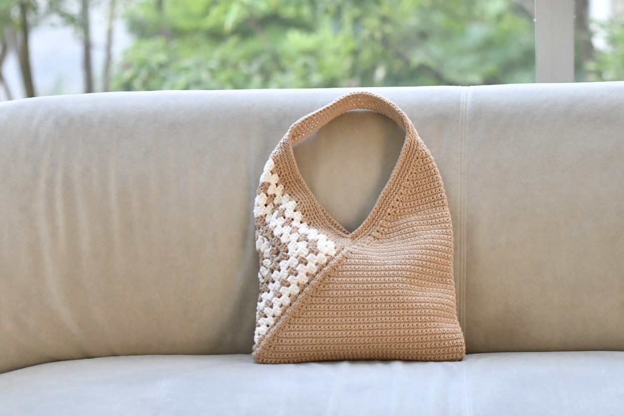 コットンお花モチーフバッグ（内布付き）