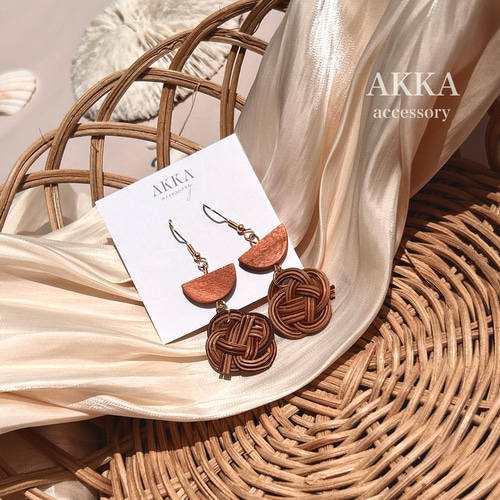 rattan wood motif earring ラタン ウッドモチーフ イヤリング ピアス