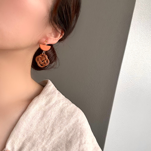rattan wood motif earring ラタン ウッドモチーフ イヤリング