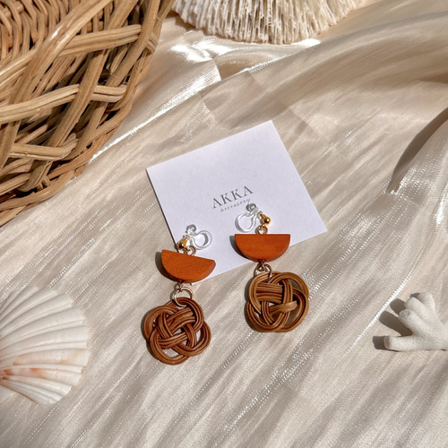 rattan wood motif earring ラタン ウッドモチーフ イヤリング ピアス