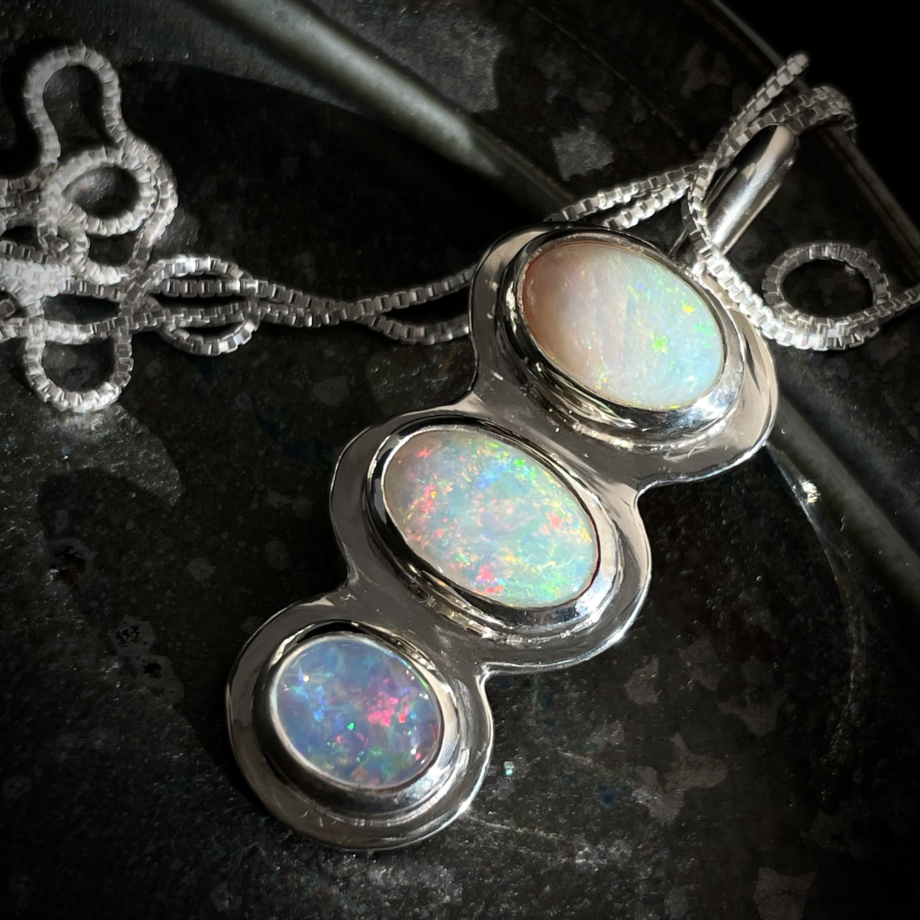 【3個オパール！】オパール・オパール・ウォーターオパールペンダント〈送料無料〉SP-151