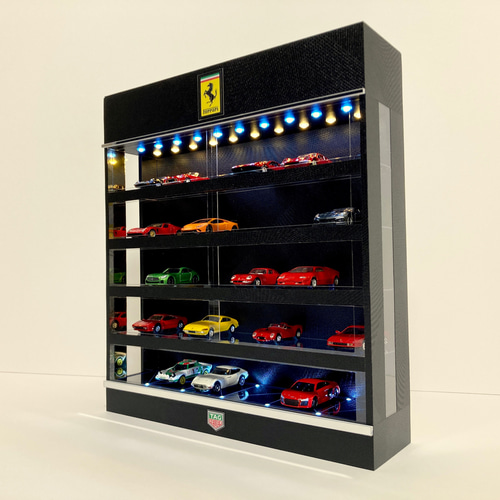 kovoxyオーダー品・ 2層式・ディスプレーBOX / ネオジオラマ 1/64展示可・BK基調・5層式ディスプレーBOX / 2色LED30灯