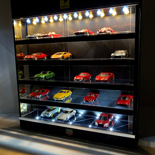 1/64展示可・BK基調・5層式ディスプレーBOX / 2色LED30灯