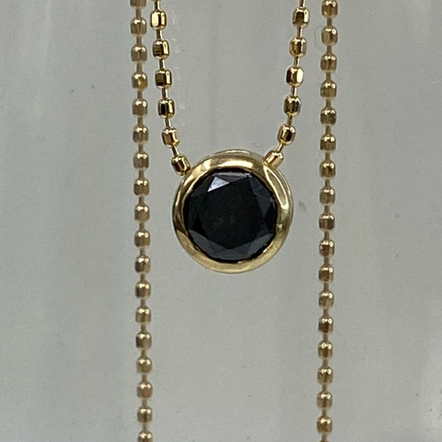k18YG AU750 18金天然ブラックダイヤモンド0.5ct ネックレス