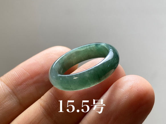 L7-27 青緑色 15.5号 天然グアテマラ産 A貨 本翡翠 くりぬき リング