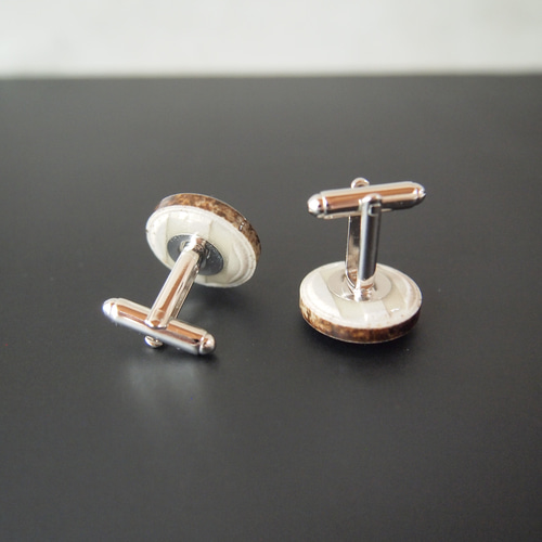 ぷっくり美濃焼（ハク）カフス シルバー タイピン・カフス keep on